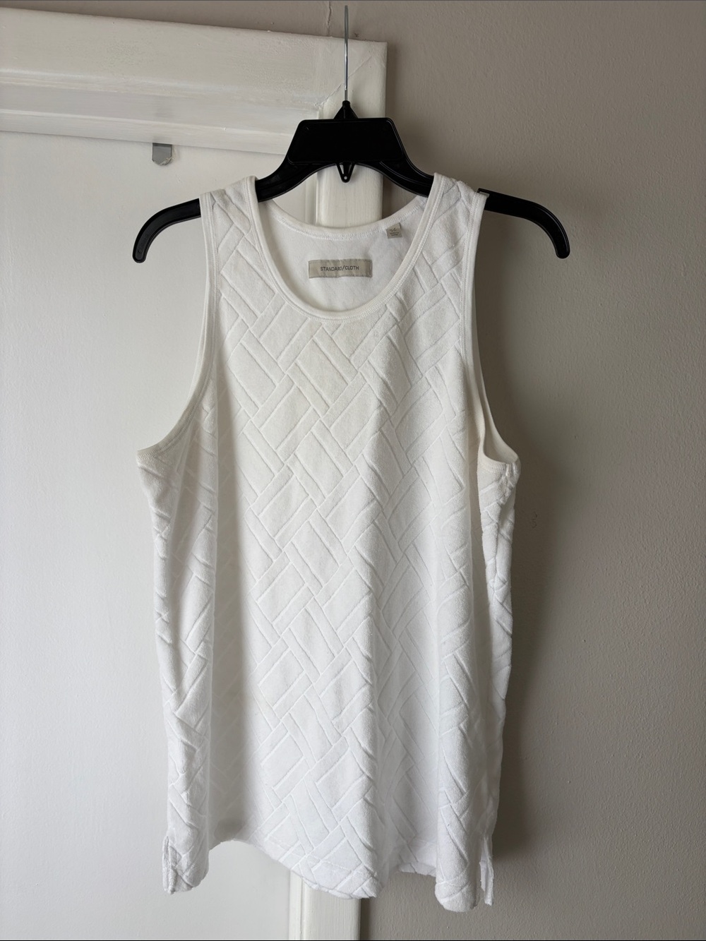 Cream Textured Sleeveless Tank Top